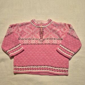Hanna Andersson girls size 70 or 6-12 months pink sweater warm VGUC